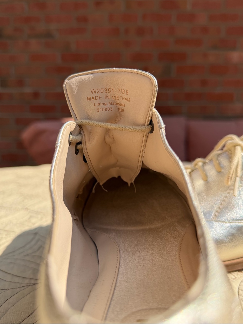 Cole Haan Metallic Gold Leather Lace-Up Oxford Flats - Picture 4 of 4